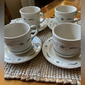 Longaberger cup and saucer set   4 sets